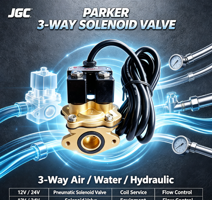 Zawór elektromagnetyczny Parker 3-drogowy pneumatyczny 12V 24V do wody, hydrauliki, cewek, sprzętu serwisowego