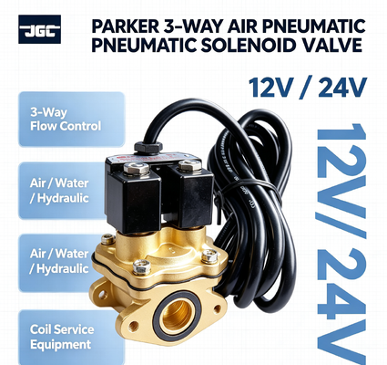 Zawór elektromagnetyczny Parker 3-drogowy pneumatyczny 12V 24V do wody, hydrauliki, cewek, sprzętu serwisowego