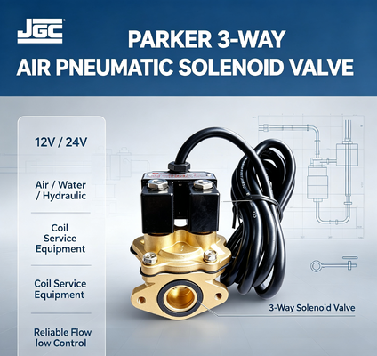 Zawór elektromagnetyczny Parker 3-drogowy pneumatyczny 12V 24V do wody, hydrauliki, cewek, sprzętu serwisowego